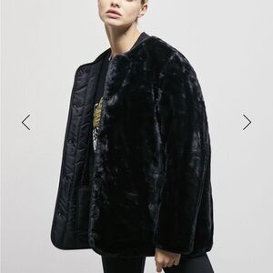 Kooples women’s black reversible faux fur jacket, size 1